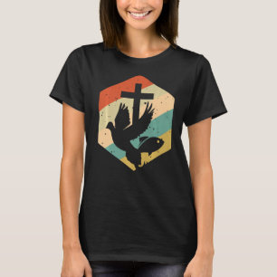 Retro Jesus Cross Christian Symbols Dove Fish T-Shirt