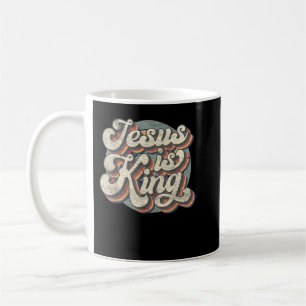Retro Jesus Is King Christian Bible Religious Mens Coffee Mug