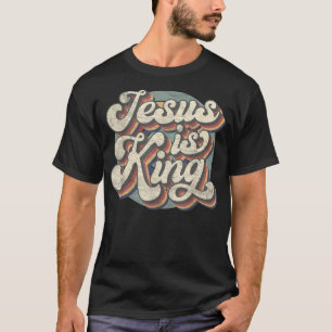 Retro Jesus Is King Christian Bible Religious Mens T-Shirt