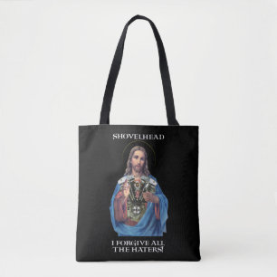 Retro Jesus Shovelhead I Forgive all the haters Bi Tote Bag