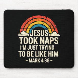 Retro Jesus Took Naps Mark Bible Verse Mouse Pad