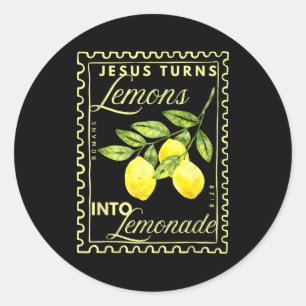 Retro Jesus Turns Lemons Lemonade Classic Round Sticker