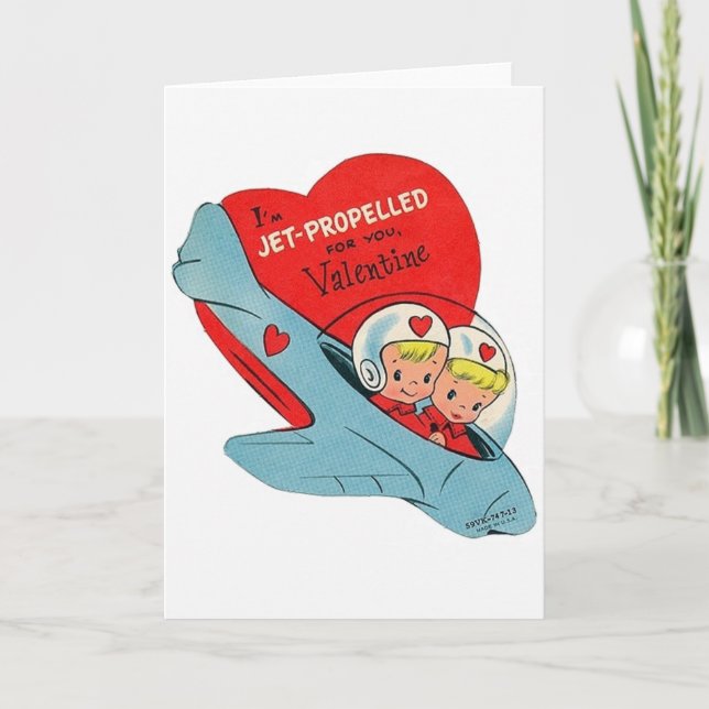 Retro Jet Propelled Pilot Valentine's Day Card (Front)