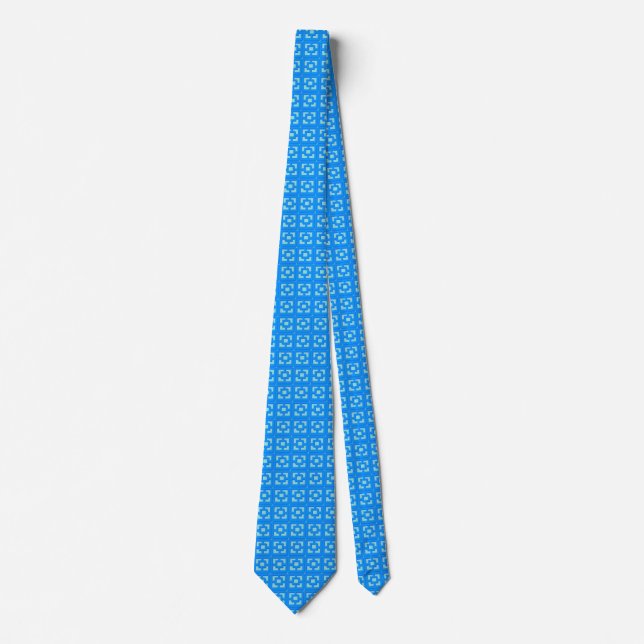 Retro Jet Set Blue Trellis Neck Tie (Front)