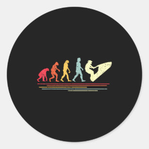 Retro jet skiing humor vintage watercraft jet classic round sticker