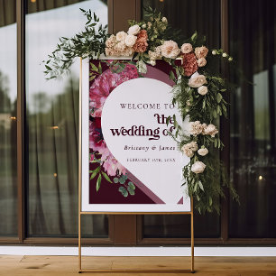 Retro Jewel tone Heart Romantic Wedding Welcome  Poster