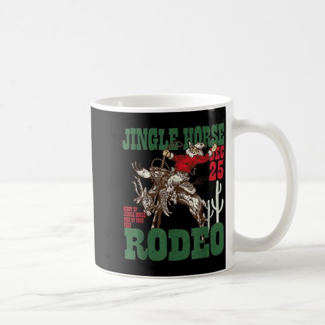 Retro Jingle Horse Rodeo Christmas Funny Western C Coffee Mug (Right)
