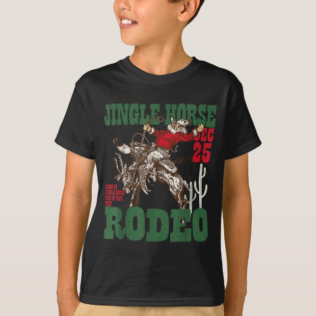 Retro Jingle Horse Rodeo Christmas Funny Western C T-Shirt (Front)