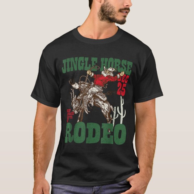 Retro Jingle Horse Rodeo Christmas Funny Western C T-Shirt (Front)