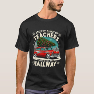 Retro Jolliest Bunch Of Teachers Christmas Holiday T-Shirt