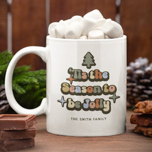 Retro Jolly Christmas Family Name Coffee Mug