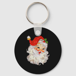 Retro Jolly Santa Claus Face Vintage St. Nick Chri Key Ring