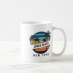 Retro Jones Beach New York Surfboard Surfing Coffee Mug