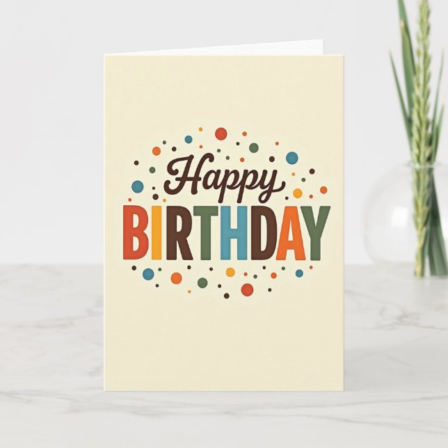 Retro Joyful Birthday Card (Front)