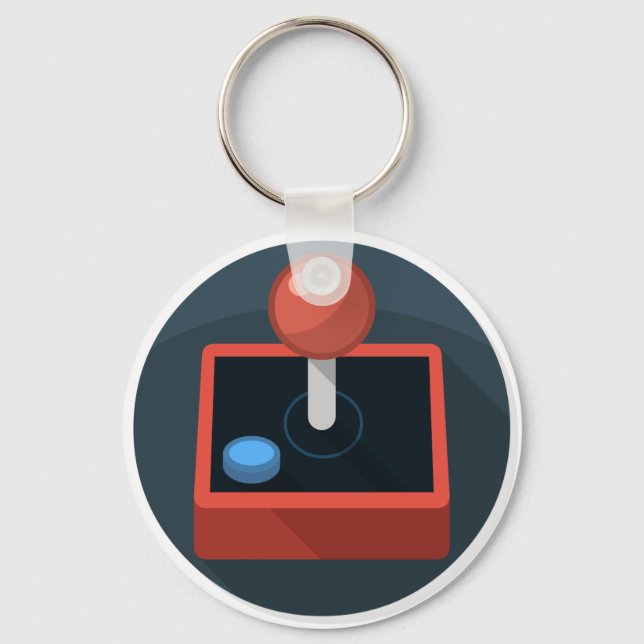 Retro Joystick, 80's style video game joy stick Key Ring (Front)