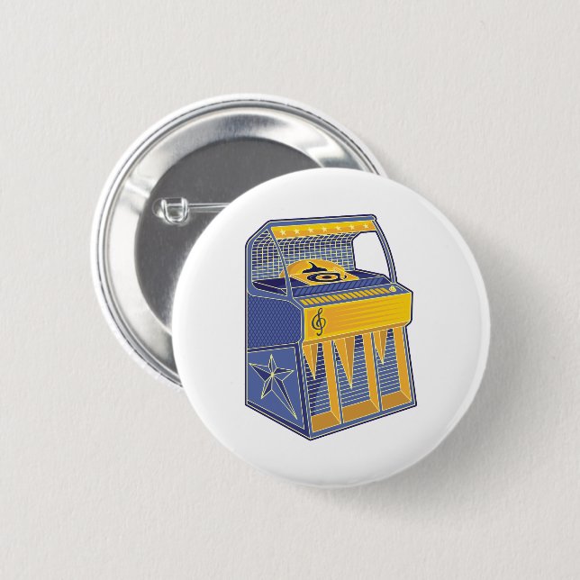 Retro Jukebox 6 Cm Round Badge (Front & Back)