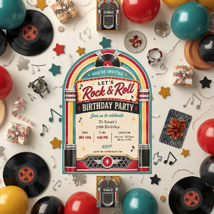 Retro Jukebox Birthday Party Invitation