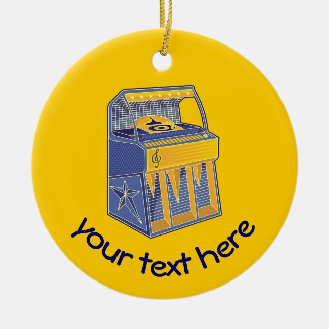Retro Jukebox Ceramic Tree Decoration (Front)