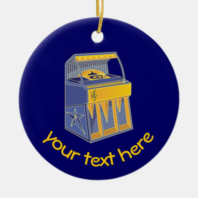 Retro Jukebox Ceramic Tree Decoration (Front)