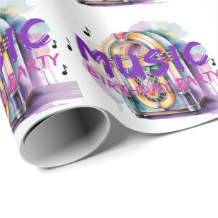 Retro Jukebox Music Birthday Party Wrapping Paper