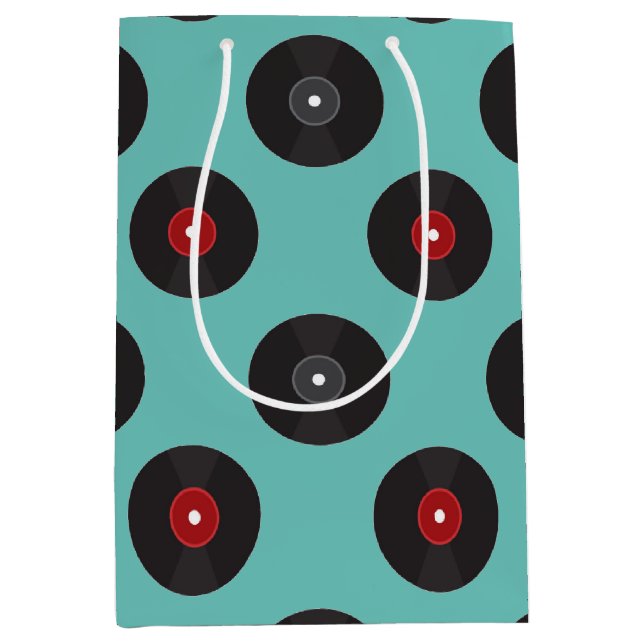 Retro Jukebox Records Pattern   Medium Gift Bag (Front)