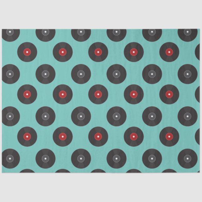 Retro Jukebox Records Pattern Tissue Paper (Front)