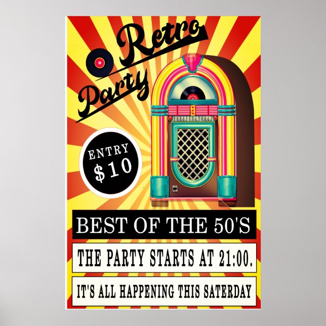 retro jukebox rock and roll swing rockabilly jive poster (Front)