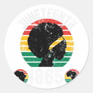 Retro Juneteenth My Independence Day Black Women B Classic Round Sticker