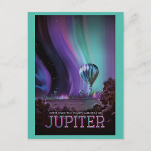 Retro Jupiter Aurora Space Travel Postcard