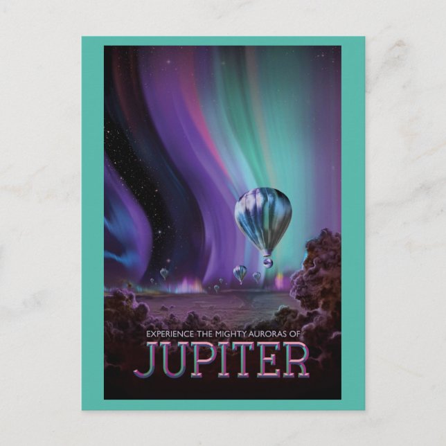 Retro Jupiter Aurora Space Travel Postcard (Front)