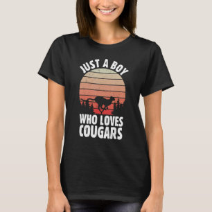 Retro Just A Boy Who Loves Cougars Cougar Vintage  T-Shirt