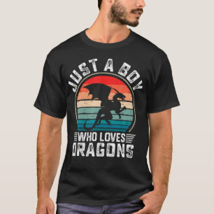 Retro Just A Boy Who Loves Dragons Funny Dragon Lo T-Shirt