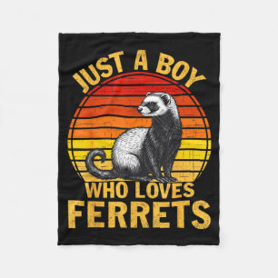Retro Just A Boy Who Loves Ferrets Ferret Lover Fleece Blanket