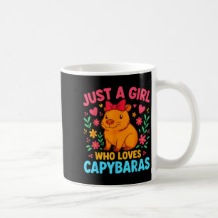 Retro Just A Girl Who Loves Capybaras Boho Floral Coffee Mug