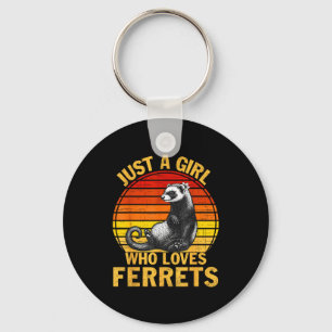 Retro Just A Girl Who Loves Ferrets Ferret Lover Key Ring