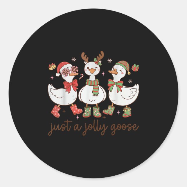 Retro Just A Jolly Goose Satan Christmas Holiday C Classic Round Sticker (Front)