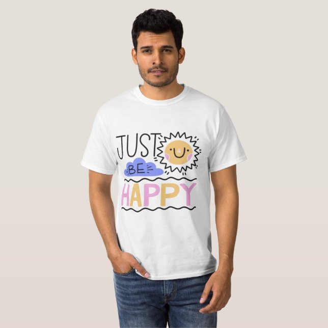 Retro "Just Be Happy" Smiley Face T-Shirt  (Front Full)