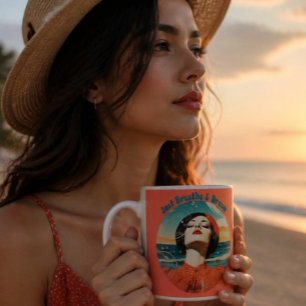 Retro Just Breathe & Dream Orange coffee mug