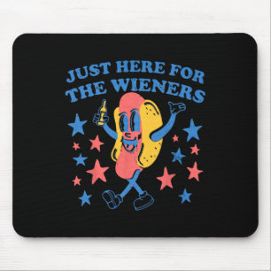 Retro Just Here For The Wieners 4th Of July Funny Mouse Pad