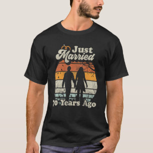 Retro Just Married 70 Years Ago  70th Wedding Anni T-Shirt