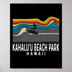 Retro Kahalu'u Beach Park Hawaii Surfboarder Surfb Poster