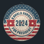 Retro Kamala Harris for President 2024 Election Dartboard<br><div class="desc">Cute retro Kamala Harris for President stars and stripes dart board with the American flag for the 2024 election. A cool vintage looking gift for a democrat in blue and red. Patriotic democratic party design.</div>