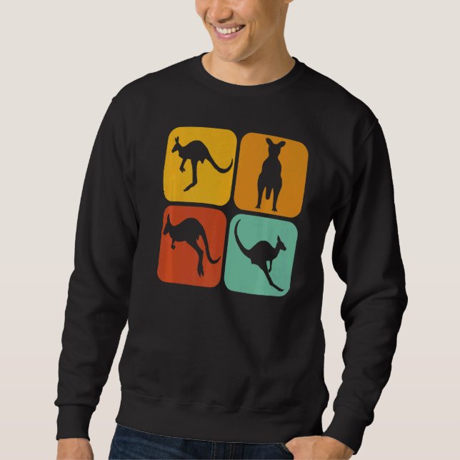 Retro Kangaroo I Marsupial I Australian Kangaroo Sweatshirt (Front)