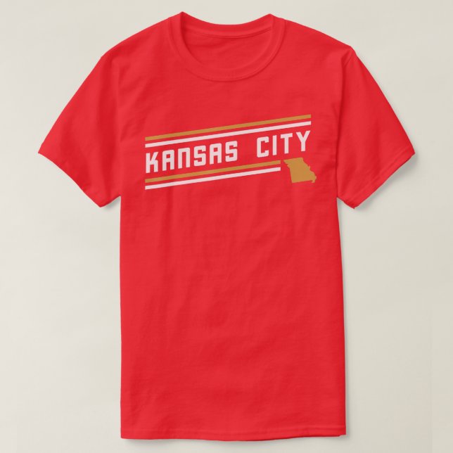 Retro Kansas City Stripes Missouri Map Outline  T-Shirt (Design Front)