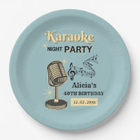 Retro Karaoke Night Party Teal & Cream Birthday