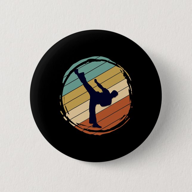 Retro Karate  6 Cm Round Badge (Front)