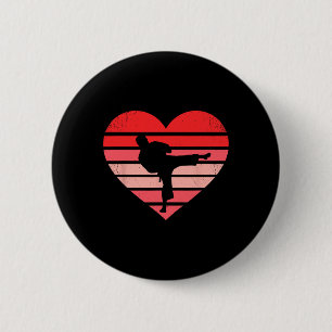Retro Karate Judo Heart Valentine Martial Art Boys 6 Cm Round Badge