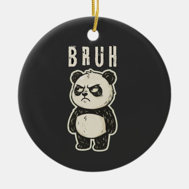 Retro Karate Panda Martial Arts Sunset Ceramic Ornament (Front)