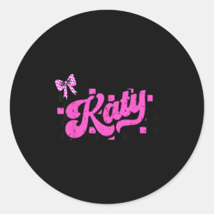 Retro Katy Checkered Coquette Bow Butterfly Classic Round Sticker