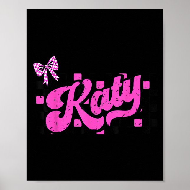 Retro Katy Chequered Coquette Bow Butterfly  Poster (Front)